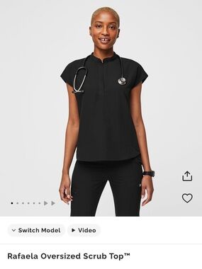 Figs Rafaela Oversized Scrub Top - Black